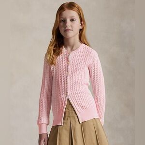 Polo by Ralph Lauren Light Pink Cableknit Cardigan